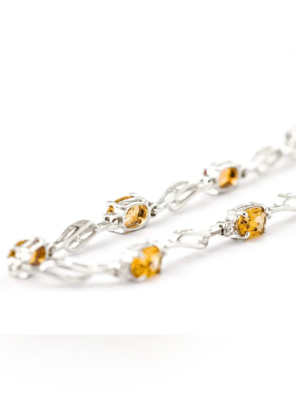 Galaxy Gold 14 K Solid Gold Natural Diamond & Citrine Tennis Bracelet